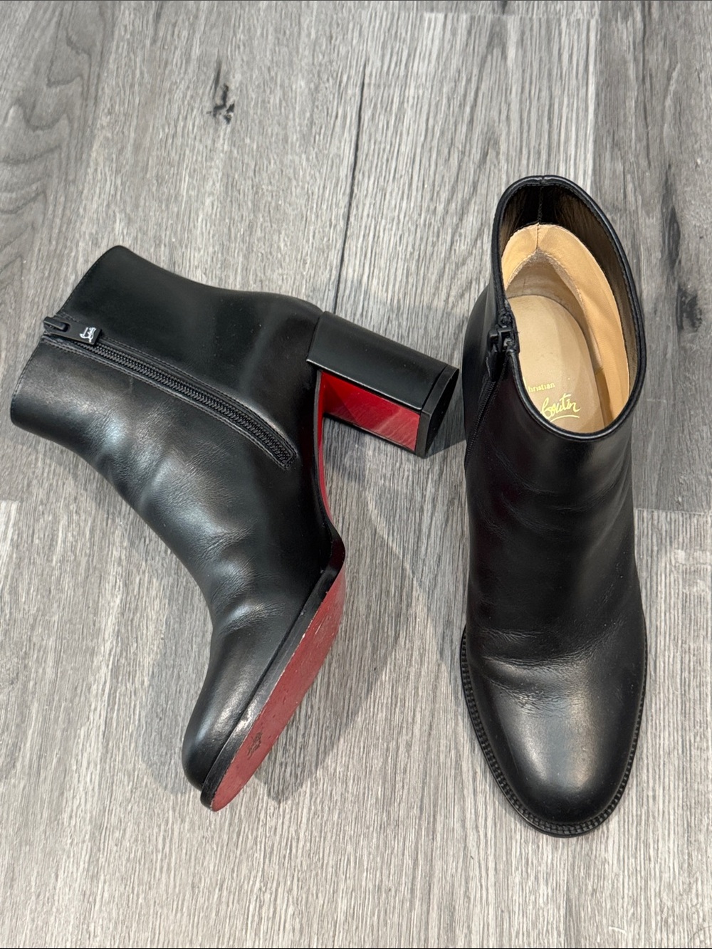 Christian Louboutin Black Leather Ankle Boots